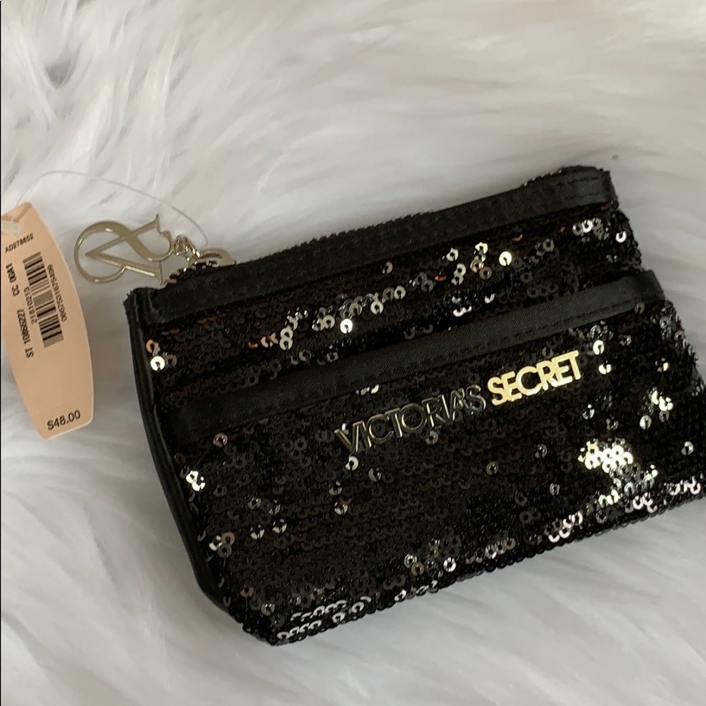 NWT Victoria Secret Black Sequin Change Purse